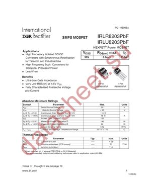 IRLR8203PBF datasheet  